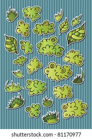 Set of vector fairytale floral elements