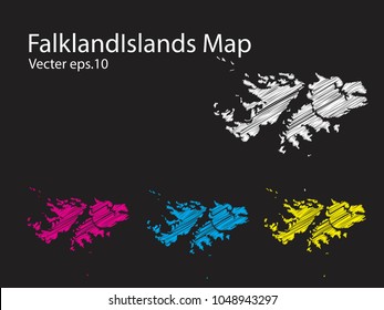 Set of vector falklandIslands maps Multicolored contry map in geometric style for your design infographic vector illustration eps.10