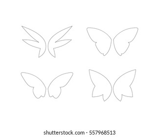 Set  of vector fantasy butterfly wings isolated on white