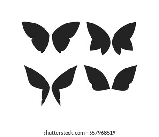 Set  of vector fantasy butterfly wings isolated on white