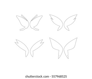 Set  of vector fantasy butterfly wings isolated on white