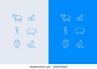 set of vector farm animals icons
