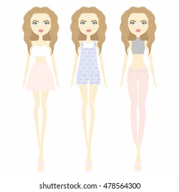 Set vector fashion girls. 