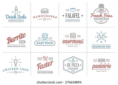 Set of Vector Fastfood Fast Food Elements Icons and Equipment as Illustration can be used as Logo or Icon in premium quality 