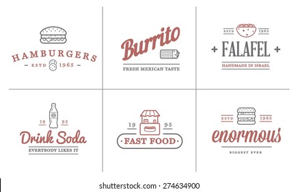 Set of Vector Fastfood Fast Food Elements Icons and Equipment as Illustration can be used as Logo or Icon in premium quality 