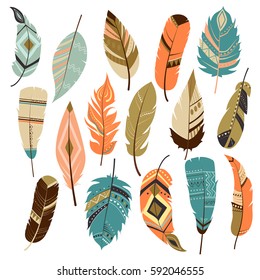 Set of vector feathers