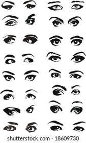 Set of vector female eyes