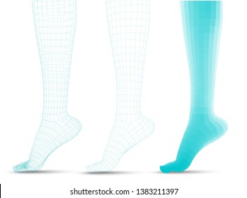 set of vector female legs. 3d illustration of lifting the leg. health and choice of shoes