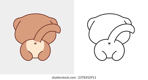 Set Vector Ferret Multicolored and Black and White. Kawaii Clip Art Baby Animal. Cute Vector Illustration of a Kawaii Pet for Stickers, Baby Shower, Coloring Pages. 