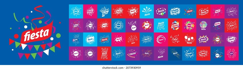 A set of vector Fiesta logos on different colored backgrounds