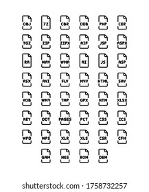 Set of vector file format icons for websites, applications and printed products