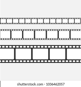 Set of vector film strip isolated on transparent background.