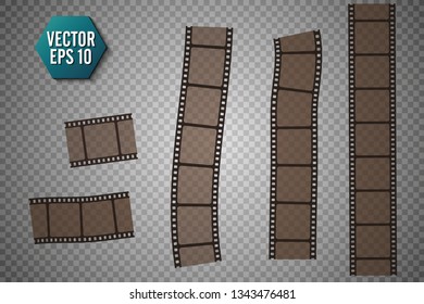 Set of vector film strip isolated on transparent background.