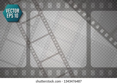 Set of vector film strip isolated on transparent background.