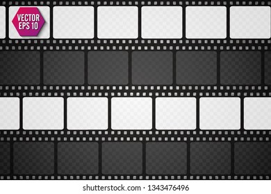 Set of vector film strip isolated on transparent background.