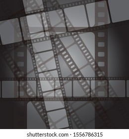 Set of vector film strip isolated on transparent background