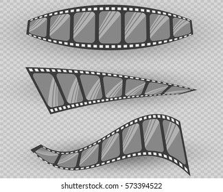 Set of vector film strip isolated on transparent background.