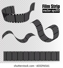 Set of vector film strip isolated on transparent background. Template for your design