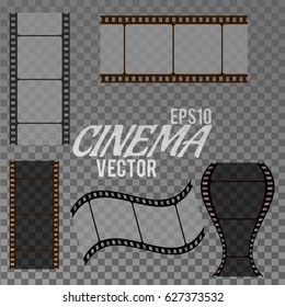 Set of vector film strip isolated on transparent background. Vector illustration.