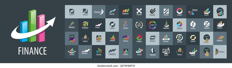 A set of vector Finance logos on a gray background