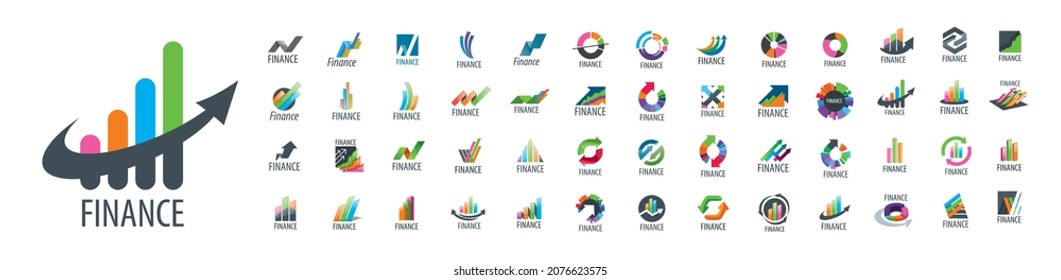 A set of vector Finance logos on a white background