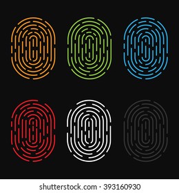 Set of the vector fingerprint print symbols.