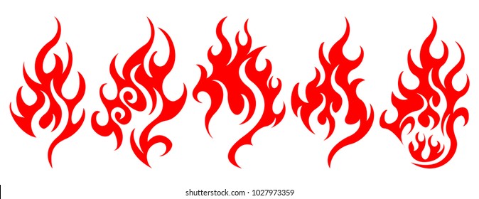 Set of vector fire design elements