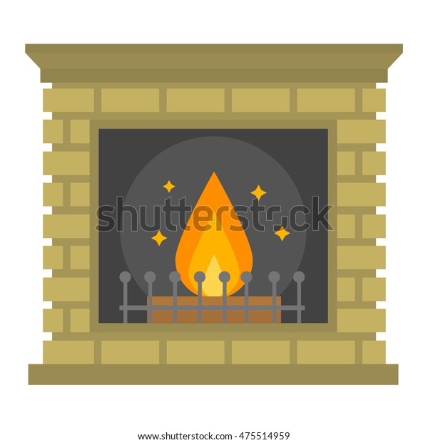 Set Vector Fireplace Icons Fireplace Design Stock Vector Royalty