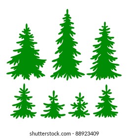 Set of vector Fir-trees silhouettes