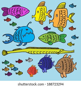 Set of vector fish icons