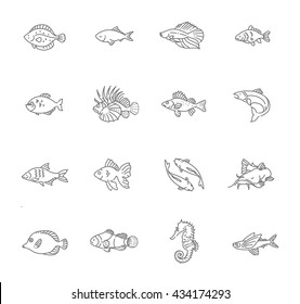 Set of vector fish icons