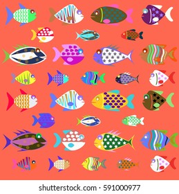 Set of vector fish icons
