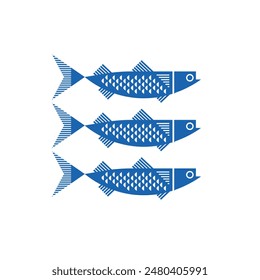 Conjunto de iconos de peces de Vector. Pescado azul. Conveniente para la impresión, el menú, el cartel. Verano, playa, océano, mar