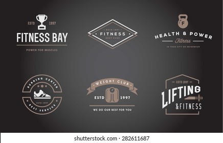 Set of Vector Fitness Aerobics Gym Elements and Fitness Icons Illustration can be used as Logo or Icon in premium quality 