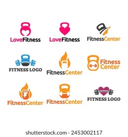 Set vector of Fitness logo design.