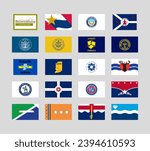 Set of vector flags of the cities of Indiana, USA.