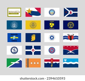 Set of vector flags of the cities of Indiana, USA.