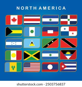 
Set of vector flags of North America