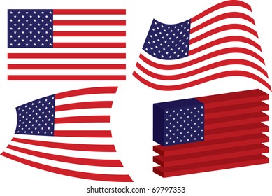 Set of vector flags of the USA