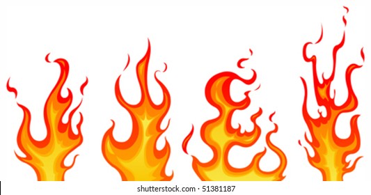 Set of vector flames