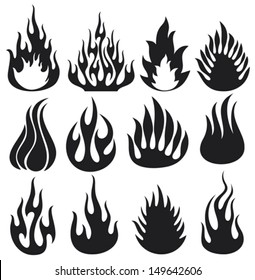 set of vector flames (fire icons)