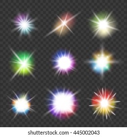 set of vector flashes with color lights