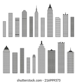 Set of vector flat building icons isolated on white background