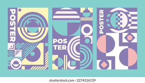Establecer fondo geométrico abstracto de color plano Vector para afiche, informe anual, volante, portada de libro.