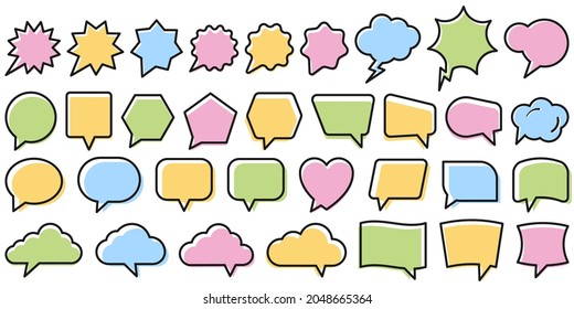 Set of vector flat colorful, speech bubble shaped. Vector illustration. Eps 10.