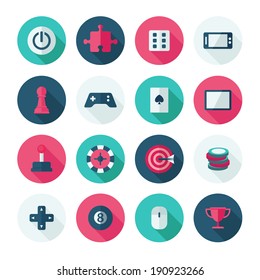 Set of vector flat design concept icons for games 