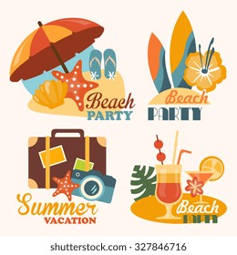 Set of vector flat design concept illustrations with icons of travel and vacation, flat style