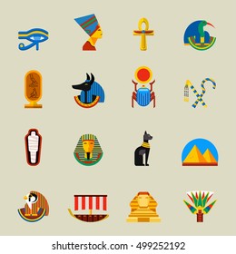 Set of vector flat design egypt travel icons and infographics elements