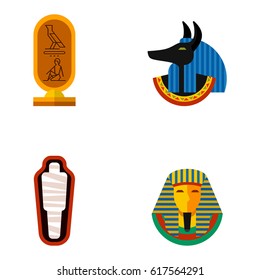 Set of vector flat design egypt travel icons culture ancient elements illustration.