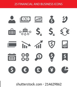 Set of vector flat design financial and business icons